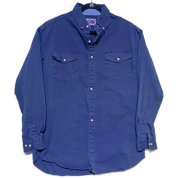 Williams Bay Button Up Shirt Men's Large Tall Solid Blue Long Sleeve - Picture 1 of 7